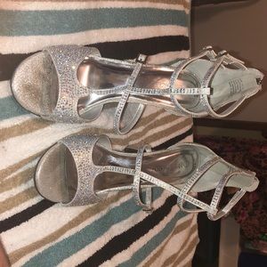 Sliver heels covered in rhinestones